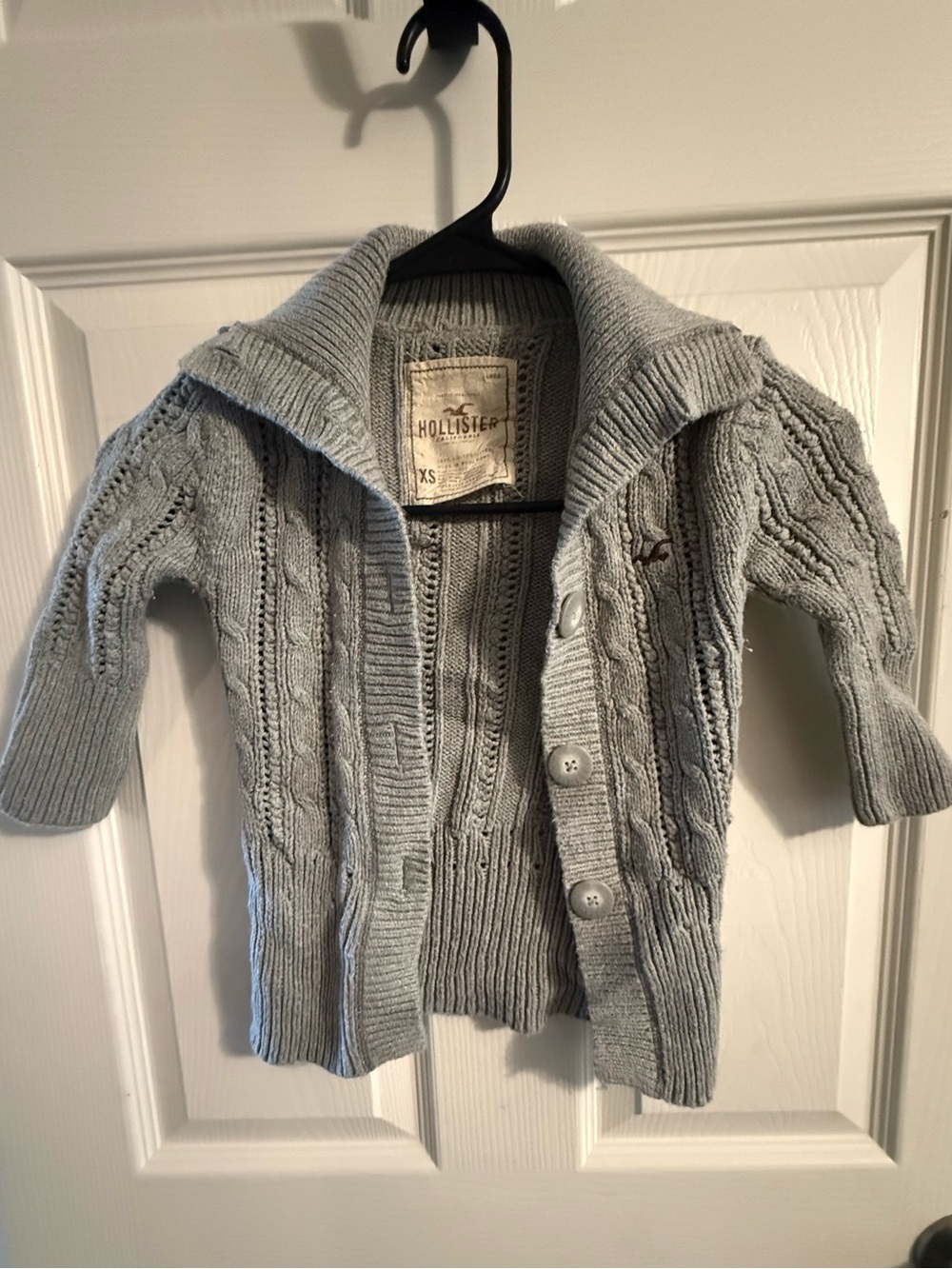 Vintage 2007/08 Hollister Cable Knit Button Cardigan Sweater XS Y2K